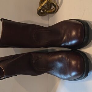 Vintage 90s Mason Shoes Brown Leather Western Cowboy Motorcycle Boots 12 EEE